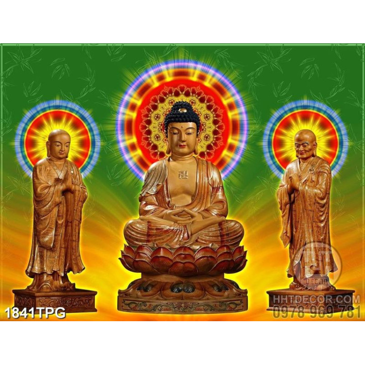 Tranh 2 Bồ Tát và Phật chất lượng và kích cỡ lớn