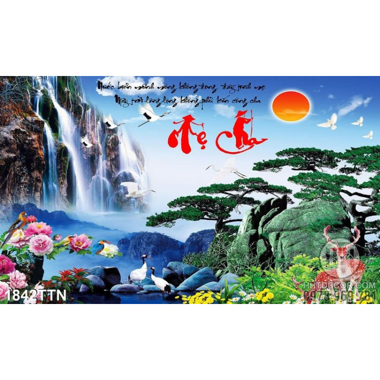 Tranh phong thủy thư pháp cha mẹ in 3D