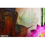 Tranh điêu khắc Phật và hoa Sen 
