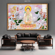 Tranh giả ngọc tượng Phật Quan Âm chất lượng cao đẹp