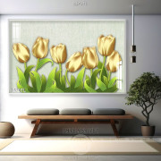 Tranh hoa tulip mạ vàng đẹp trang trí tường