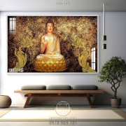 Tranh Phật A Di Đà nền phù điêu mạ vàng đẹp