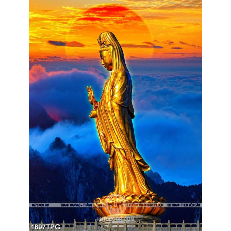 Tranh tượng Phật Bà mạ vàng đẹp