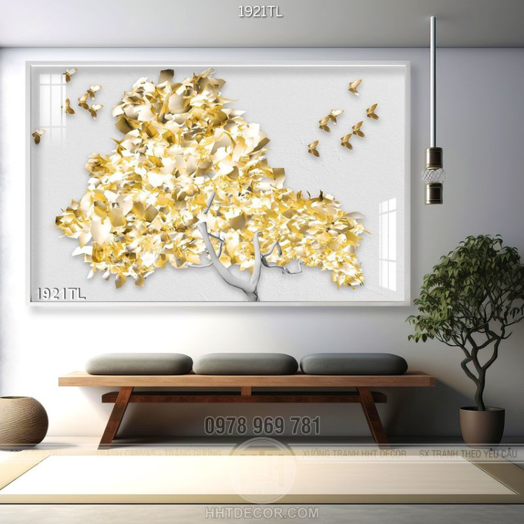 Tranh 3D cây vàng trang trí treo tường đẹp