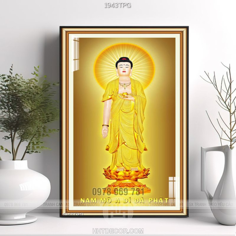 Tranh Phật A Di Đà mạ vàng