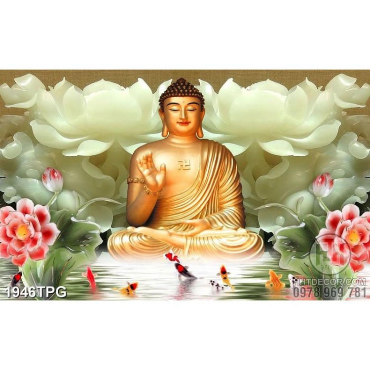 Tranh tượng Phật nền giả ngọc đẹp