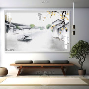 Tranh màu nước phố cổ in canvas