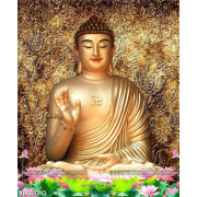 Tranh Phật A Di Đà nền phù điêu mạ vàng