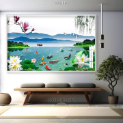 Tranh decor sơn thủy hữu tình in 3D