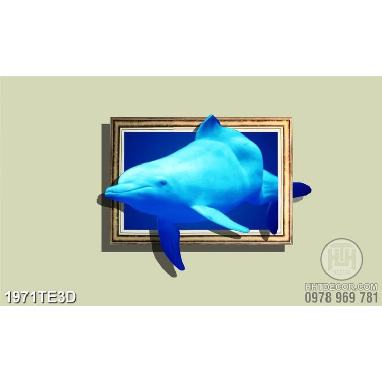 Tranh 3D cá heo trong tranh