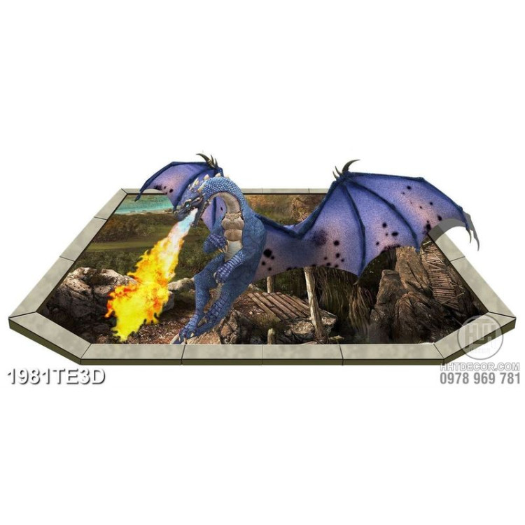 Tranh 3D khủng long bay phun lửa