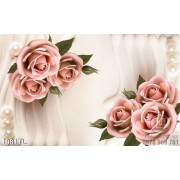 Tranh lụa 3D hoa hồng cổ điển trang trí phòng khách