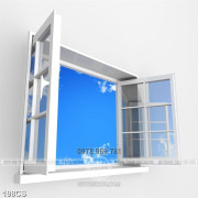 Tranh 3D cửa sổ và bầu trời trong xanh 