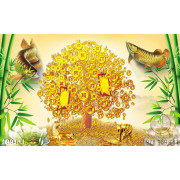 Tranh cây tiền vàng phong thủy in uv