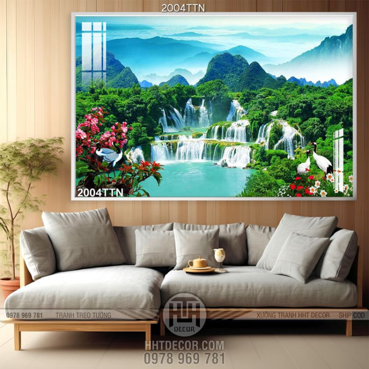 Tranh decor thác Bản Giốc in 3d