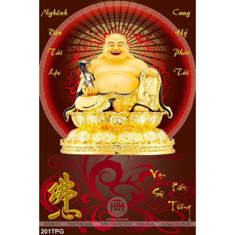 Tranh Tượng Phật Di Lặc bằng vàng