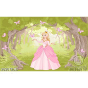 Tranh công chúa váy hồng trong rừng xanh