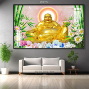 Tranh in 3D Phật Di Lặc và hoa Sen mới nhất