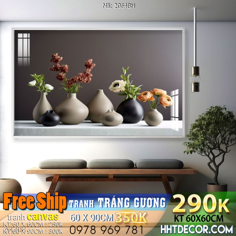 Tranh bình hoa đẹp decor trang trí tường