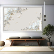 Tranh lụa 3D hoa ngọc trai trang trí phòng khách