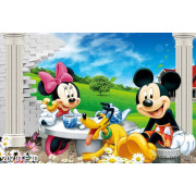 Tranh 3D gia đình chuột Mickey uống trà