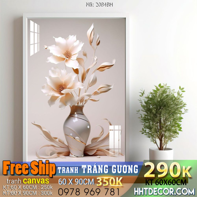 Tranh bình hoa đẹp decor trang trí tường