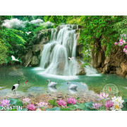 Tranh wall thác nước và hoa Sen đẹp nhất