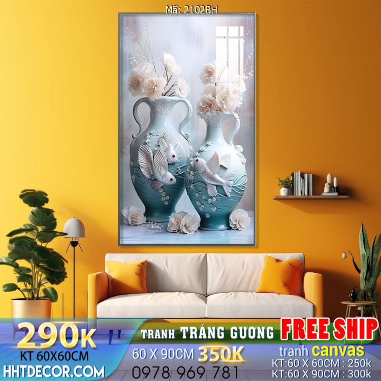 Tranh bình hoa đẹp decor trang trí tường