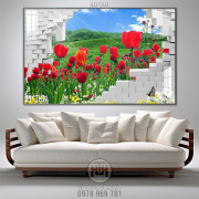 Tranh hoa tulip tranh trí tường đẹp