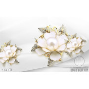 Tranh lụa 3D hoa ngọc trai kim cương đẹp nhất