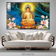 Tranh Phật mạ vàng nền tranh hoa Sen độc đáo