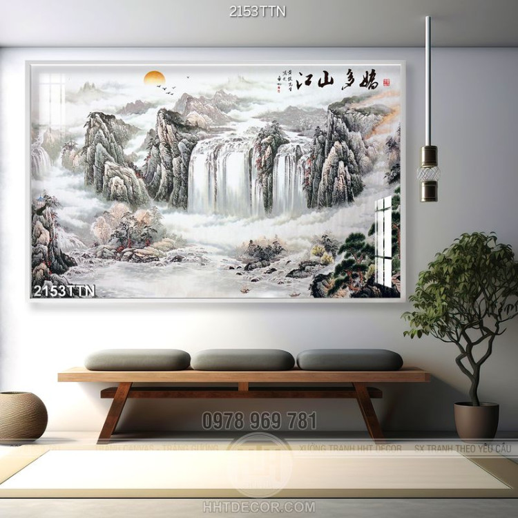 Tranh phong thủy thác nước wall decor