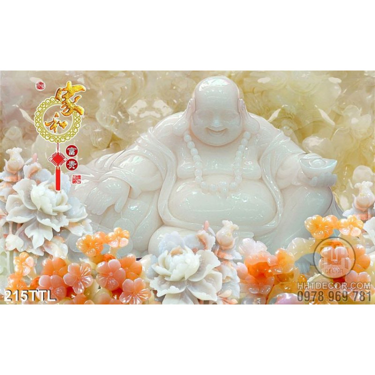 Tranh in 3D tượng Phật Di Lặc giả ngọc mới nhất