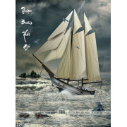 Tranh thuận buồm xuôi gió con thuyền nhỏ chống chọi với sóng lớn in psd