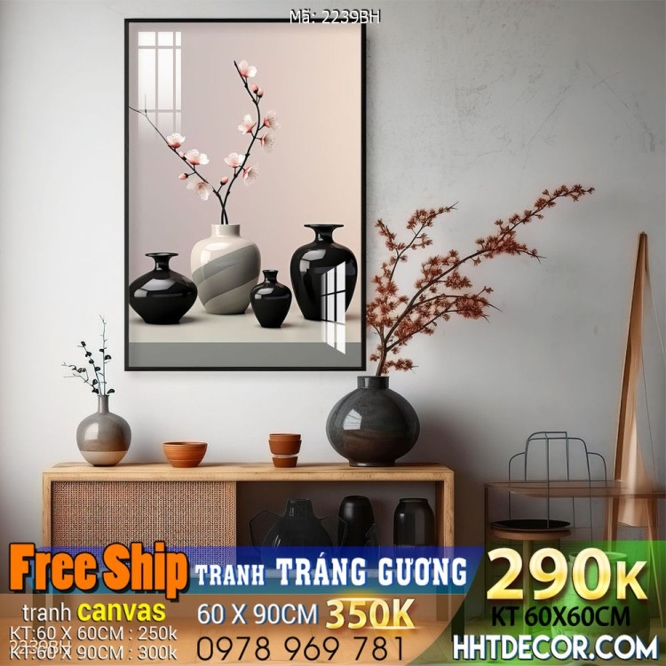 Tranh bình hoa đẹp decor trang trí tường