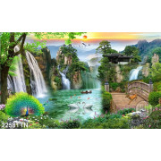 Tranh in 3D chim công và phong cảnh nghệ thuật