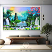 Tranh in 3D phong thủy màu xuân mới nhất