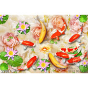 Tranh psd đàn cá chép nhiều màu sắc trong đầm hoa sen