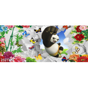 Tranh hoa mẫu đơn và gấu panda treo tường đẹp
