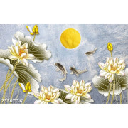 Tranh những bông hoa sen trắng khoe sắc dưới ánh trăng