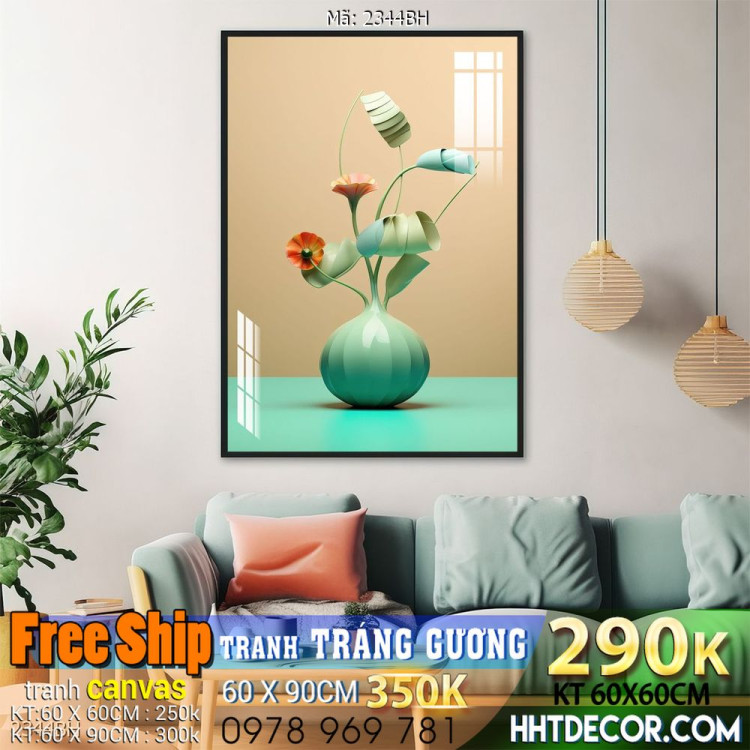 Tranh bình hoa decor đẹp decor tường nhà trang trí