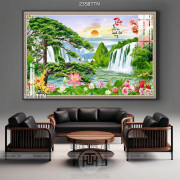 Tranh decor thư pháp phong thủy mùa xuân