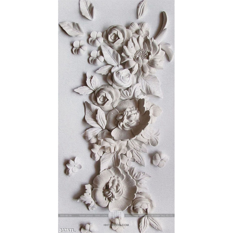 Tranh điêu khắc hoa Cúc treo tường phòng khách
