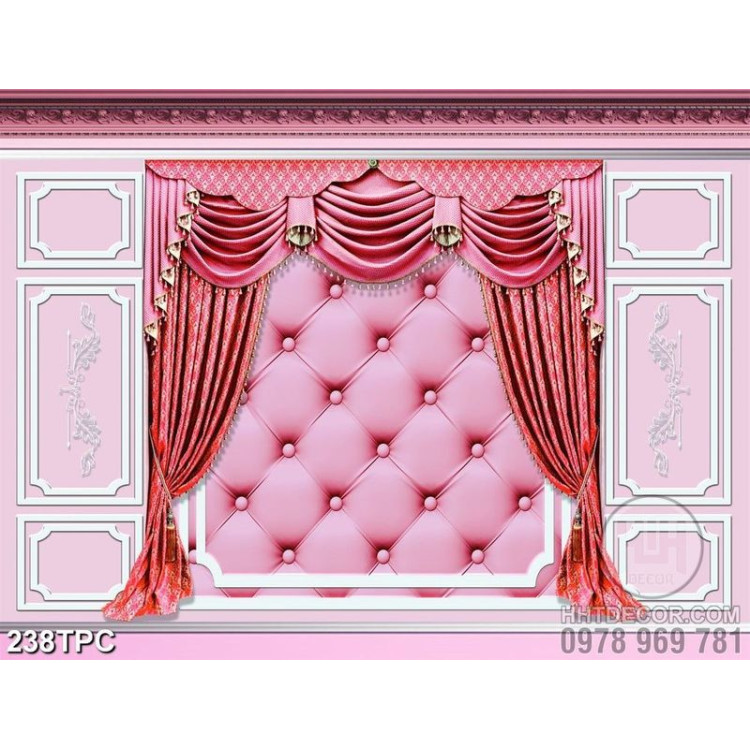 PSD tranh phào chỉ nghệ thuật bức tường hồng và tấm rèm hồng