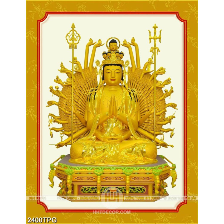 Tranh tượng Phật mẫu bằng vàng 