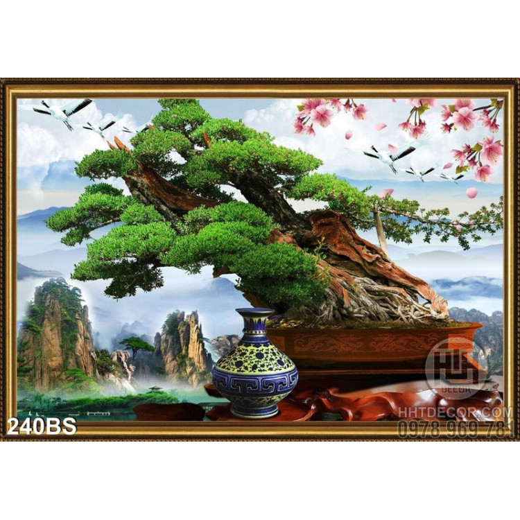 Tranh bonsai gốc cổ thụ độc đáo
