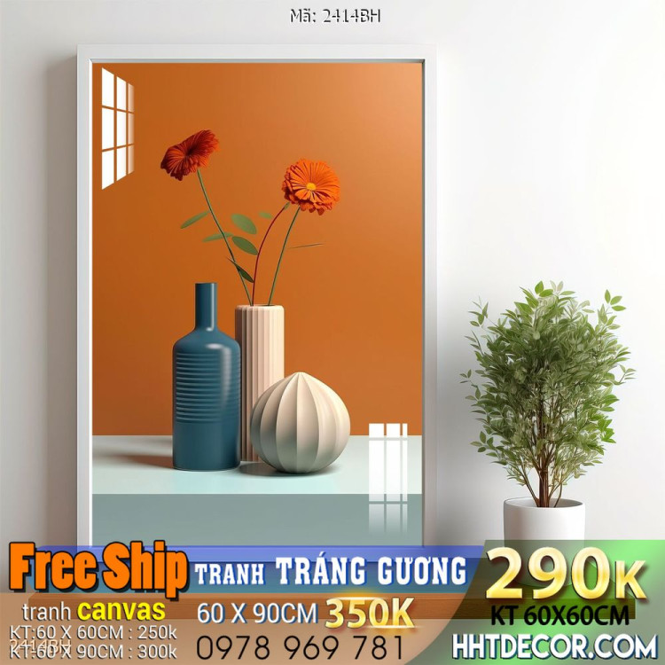 Mẫu tranh bình hoa nghệ thuật decor trang trí tường