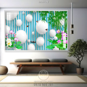 Tranh phong thủy  hoa Sen và tre wall decor