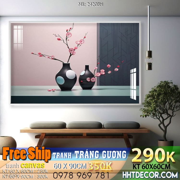 Tranh bình hoa decor đẹp decor tường nhà trang trí