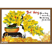 Tranh bonsai hoa mai nghệ thuật thịnh vượng
